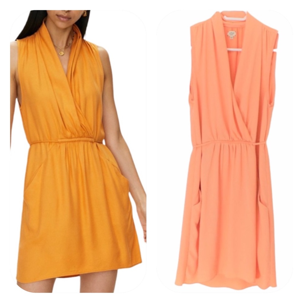 ARITZIA Wilfred in CORAL/MELON Faux Wrap Tie Up Lightweight Summer Dress XXS